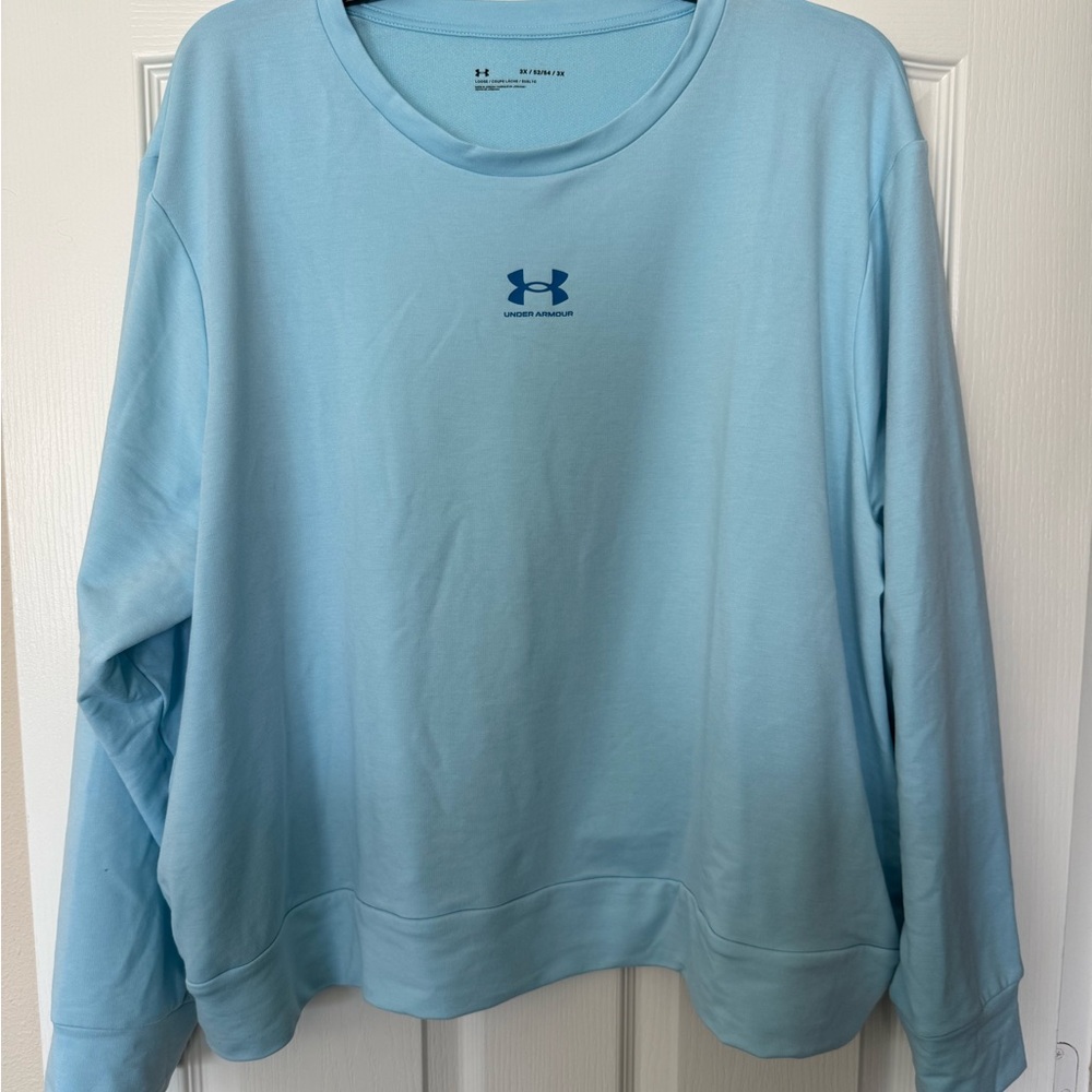 Under Armour Women's Light Blue Rival Terry Crew Sweatshirt
